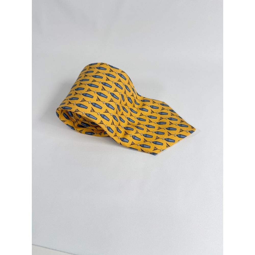 Brooks Brothers Makers Tie Silk Printed In Italy Yellow Martini Shaker Necktie‎